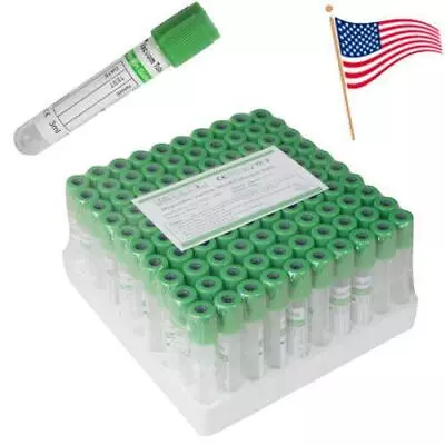$32.99 • Buy 100pcs/box 3ml Vacuum Blood Collection Tubes Heparin Sodium Tubes Sterile FDA