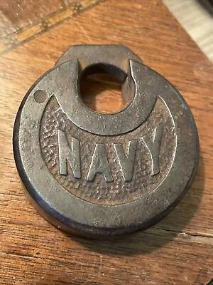  Us Navy  Cast Iron Pancake Padlock Old Antique Lock Vintage Locks No Key • $19