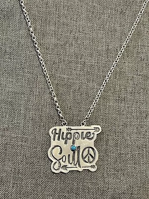 STERLING SILVER NATIVE AMERICAN SW HIPPIE SOUL TURQUOISE BAR NECKLACE .925 Adj • £139.81