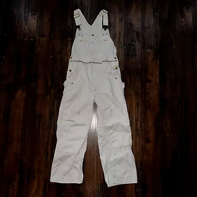 Powerhouse BIB Overalls MONTGOMERY WARD White Denim Workwear 60s 50s Union • $123