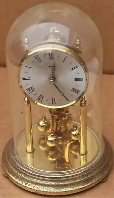 £0.99 • Buy Old Round Brass Aniversary Type Kundo Clock Under Glass Dome For Spares Repair