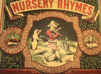 Antique 1800s Book Nursery Rhymes McLoughlin Children’s ILLUSTRATIONS • $50