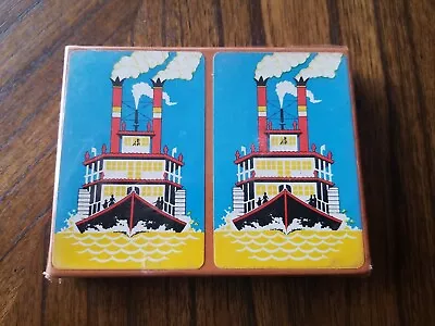 Vintage Hamilton Canasta Plastic Coated Playing Cards Steamboats Sealed • $10