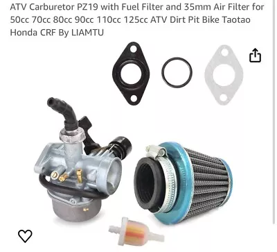 ATV Carburetor PZ19 With Fuel Filter And 35mm Air Filter For 50cc 70cc 80cc 9... • $12.99
