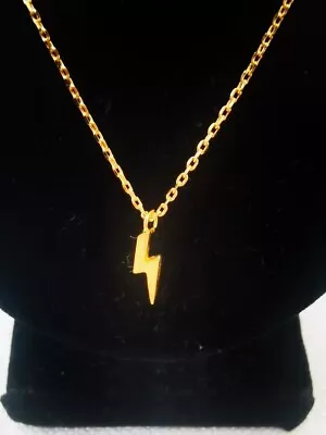 Gold-plated Necklace Tiny Lightning Bolt Pendant Wizard • £6