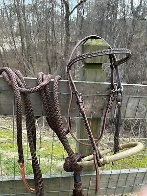 Bitless Show Hackamore Rawhide Bosal Mecate Complete Set New Horse Tack • $89.95