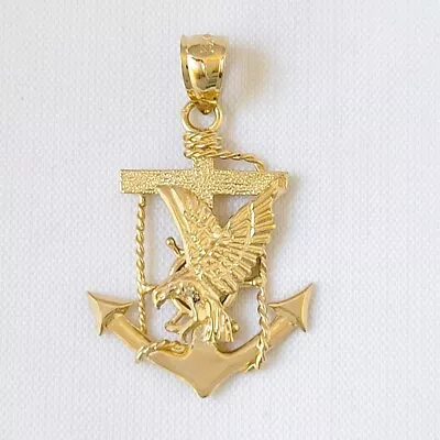 14k Yellow Gold Mariners Anchor Cross With Eagle Pendant / Charm Made In USA • $239.99