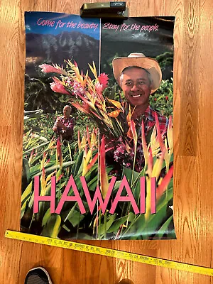 Vintage Hawaii Travel Poster - 24  X 36  Come For The Beauty Stay For The People • $14.99
