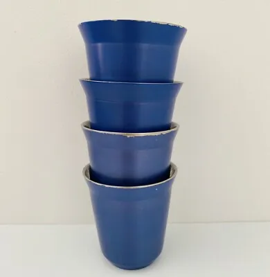 Nespresso 4x Pixie Lungo Vivalto Coffee Expresso Cups Blue Metal Tumblers • $15