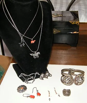 Vtg SOUTHWESTERN~NATIVE AMERICAN 10Pc JEWELRY LOT Sterling Silver~Horses~108g • $149.95