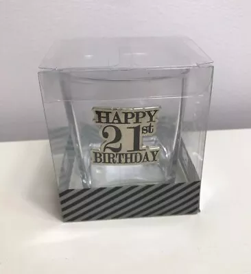 Whisky Glass Twenty First 21 Birthday Silver Badge Printed Glass • $20