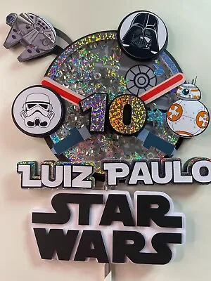 Cake Topper 3d Shaker For Star Wars Themed Party - With Name & Age • £17.99