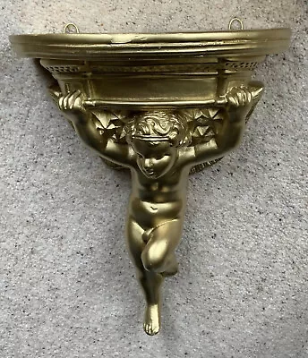 £15.99 • Buy A Large Plaster Decorative Corbel/shelf / With Cherub Design / Gold Finish 11.5”