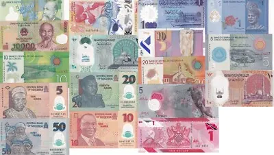 World Polymer Banknotes Set 17 UNC Different Notes 11 Countries Mixed Year-2024 • $17.99