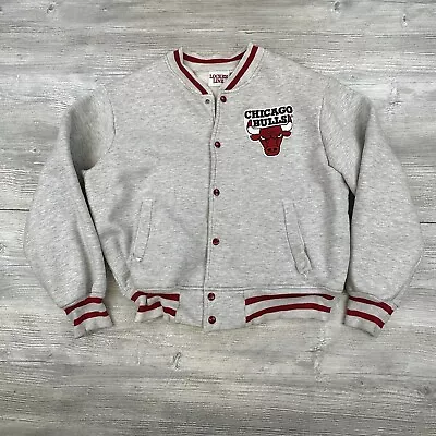 VTG Chicago Bulls Jacket Mens XL Gray Chalkline Varsity Sweater Snap USA • $80