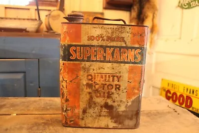 Vintage Super-Karns Quality Motor Oil Can Butler PA 2 Gallon • $24.99