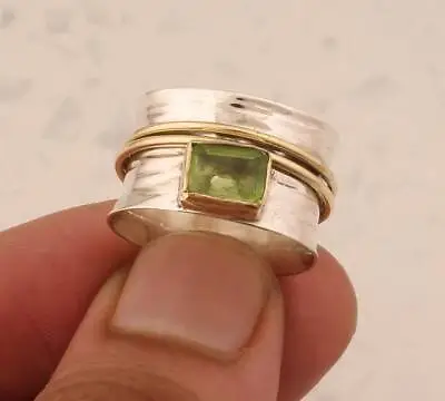 Peridot Ring 925 Sterling Silver Spinner Ring Meditation Handmade Jewelry VGB058 • $11.54