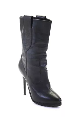 Giuseppe Zanotti Design Womens Leather Pull On Boots Black Size 37.5 7.5 • $109.79