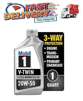 Mobil 1 V-Twin Full Synthetic Motorcycle Oil 20W-50 1 Quart High Performance • $16.75