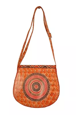 Genuine Leather Bohemian Mandala Crossbody Bag Purse Vintage Hippie Banjara Boho • $41.50