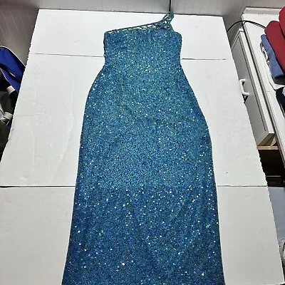 Vintage Scala Sequins Beaded 100% SIlk Dress Party Cocktail Formal Off Shoulder • $60