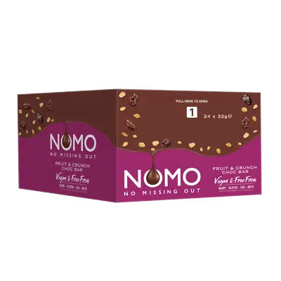 £19.99 • Buy Nomo Fruit & Crunch Vegan Chocolate 32g Bar Dairy Gluten Egg & Nut Free 24 Case