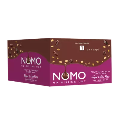 £19.99 • Buy Nomo Fruit & Crunch Vegan Chocolate 32g Bar Dairy Gluten Egg & Nut Free 24 Case