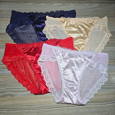 Lot Of 4 Shiny Nylon Satin Panties Sissy See Through Size 6/M Vintage Soft Brief • $61.66