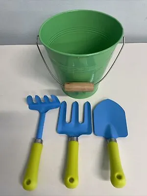 Just For Kids Metal Green Sand Bucket With 3 Tools NEW (No Packaging) • $16.79