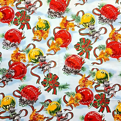 $19.97 • Buy F1019 Christmas Kitty Cat Kitten VTG Gift Wrap Style Cotton Quilt Fabric 35 X44 