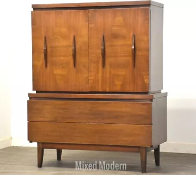 Walnut Mid Century Modern Armoire Dresser • $1500