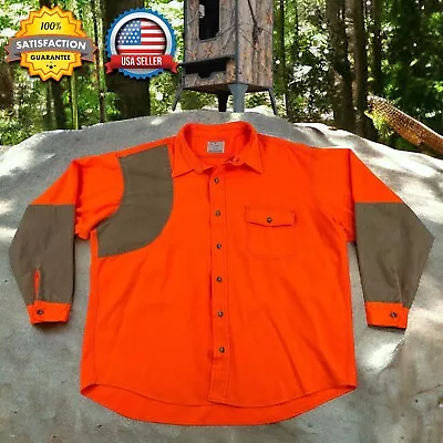 VTG 90s Dunns Shooting Button Shirt MEN 2XL Hunting High Visibility Blaze Orange • $24.99