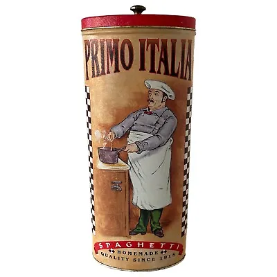 Vintage Bristolware Primo Italia Spaghetti Tin 10.5 Tall Pasta Kitchen Container • $12.59