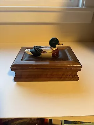 Vintage 1982 Duck Decoy Trinket Wooden Box 8.5” Long By 5” High Taiwan • $7.90