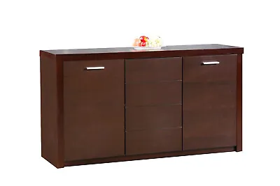 Sideboard Cupboard Buffet Storage Display Solid Beech Wood Dark Walnut Finish • £199.99