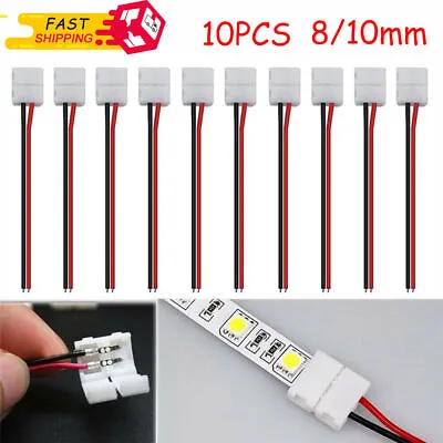 10pcs 2Pin Solderless Connector Clip Wire To 2835 3528 5050 5630 LED Strip Light • $8.36