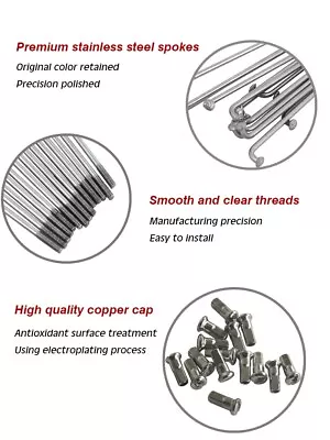 £6.99 • Buy 10 X 12G Gauge ~2.6 Mm Bicycle  Spokes Motorcycle Spokes - Various Sizes