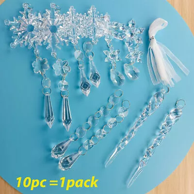 Snowflake Icicle Ornaments Christmas Xmas Tree Decoration Hanging Pendants Decor • $13.99