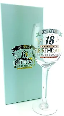 Signography Milestone Birthday Gift Boxed Wine Glass 18th Birthday • £9.99