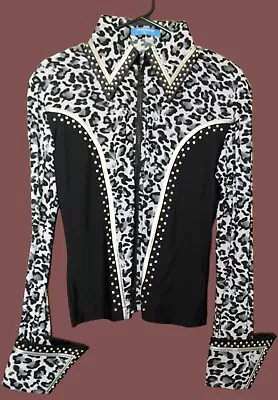 Vintage Heartland Western Pleasure Womens L Show Shirt Rail Horsemanship Leopard • $34.99