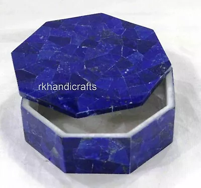 Lapis Lazuli Gemstone Random Work Anklet Box For Sister White Marble Jewelry Box • $311.25