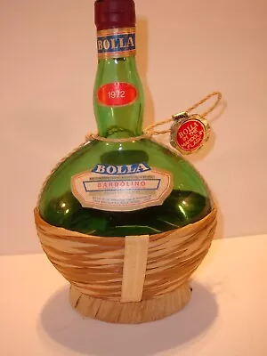 Vintage 1972 Bolla Bardolino Italy Empty Wicker Wrapped Green  Bottle With Cork! • $21