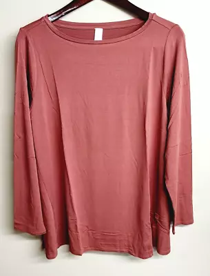 Marla Wynne Women's Stretchy Loose Long Sleeve Top Blouse BURNISHED ROSE Size L • $30.35