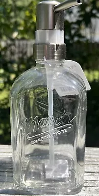 Soap Dispenser Mason Jar Pump 16oz Clear Glass Stainles Steel Bathroom Kitchen • $0.99