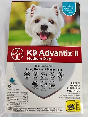 K9 Advantix II Flea And Tick Prevention 6 Pack ，for Medium Dogs 11-20 Pounds • $42.96