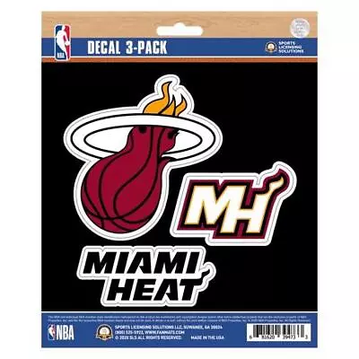 Miami Heat Decal Die Cut Team 3 Pack [NEW] NBA Car Truck Auto Sticker • $7.95