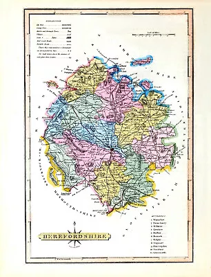 Vintage Reproduction Print County Map Of Herefordshire By George Ellis 1819 • £9.50