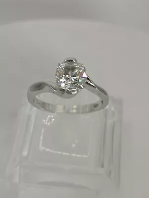 1ct CZ Solitaire Engagement Ring Sterling Silver 925 Size M - N By QVC • £29