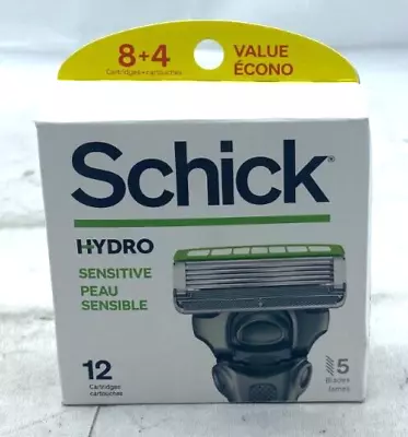 Schick Hydro Sensitive Men's Razor's 5 Blades 12 Refillable Cartridges New Box • $23.99