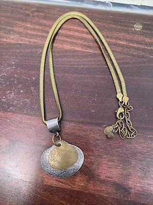 VINTAGE MARJORIE BAER SF SILVER Tone BRASS NECKLACE 24” Nice! • $14.99